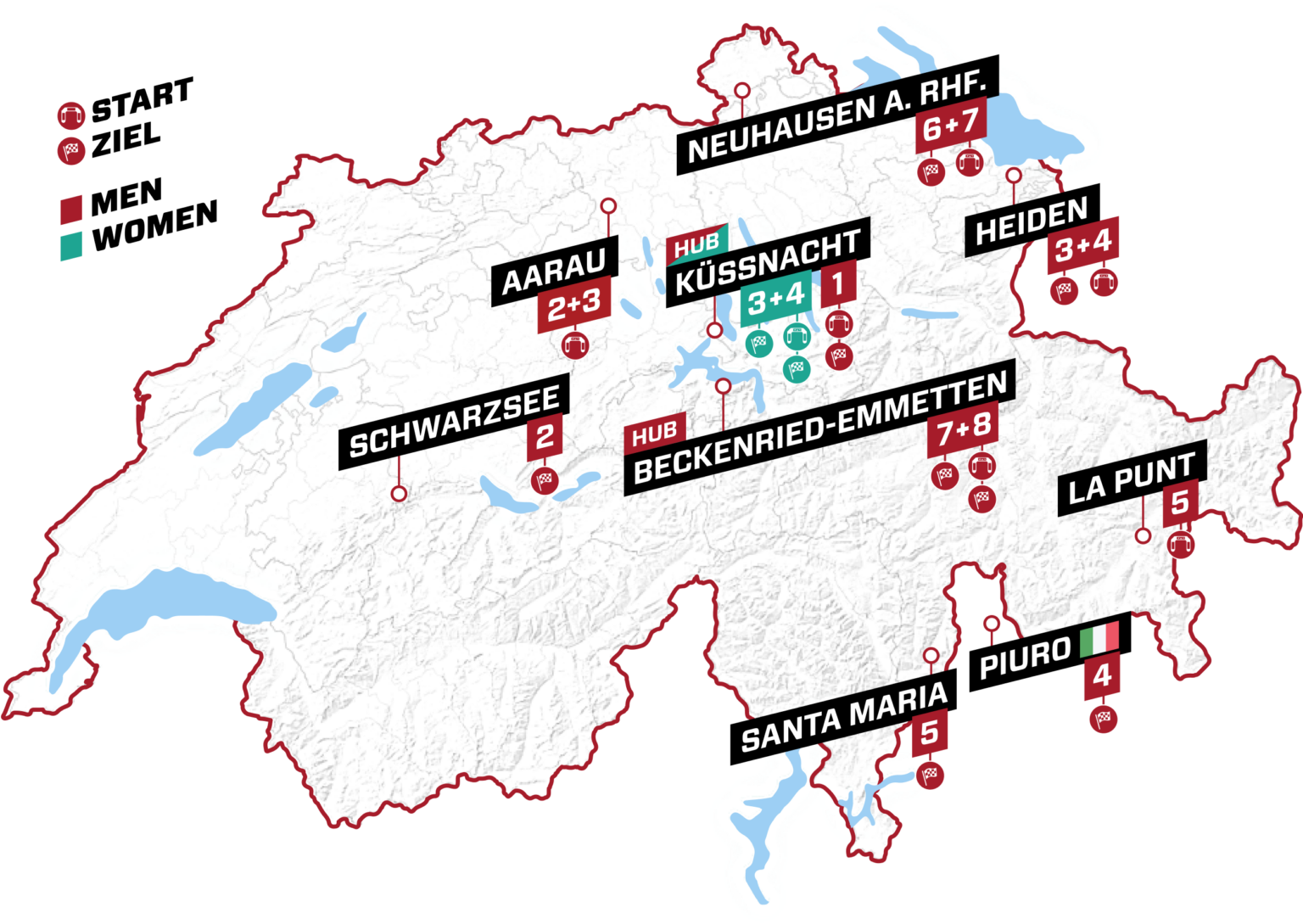 Tour de Suisse 2025 Aarau wird DoppelStartort und Piuro ist Zielort